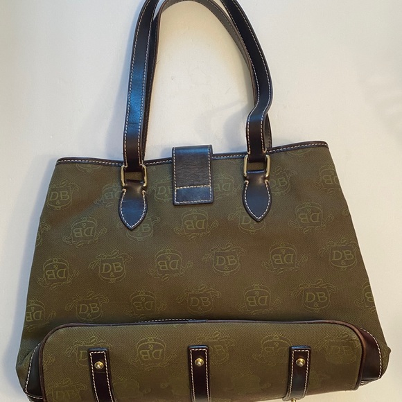 Vintage Dooney and Bourke canvas logo shoulder bag/ leather trim. - Picture 3 of 6